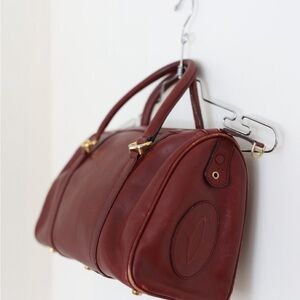 Cartier Burgundy Leather Satchel with Gold Hardware